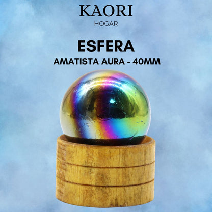 ESFERA CON SOPORTE - AMATISTA AURA - 40MM