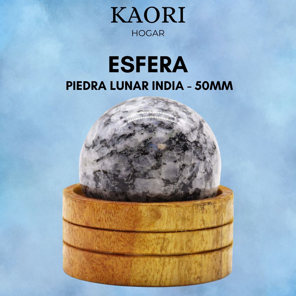 ESFERA CON SOPORTE - PIEDRA LUNAR INDIA - 50MM