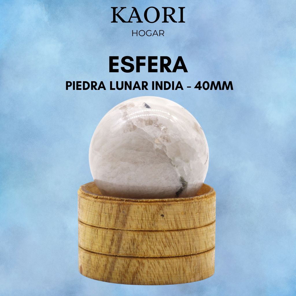 ESFERA CON SOPORTE - PIEDRA LUNAR INDIA - 40MM