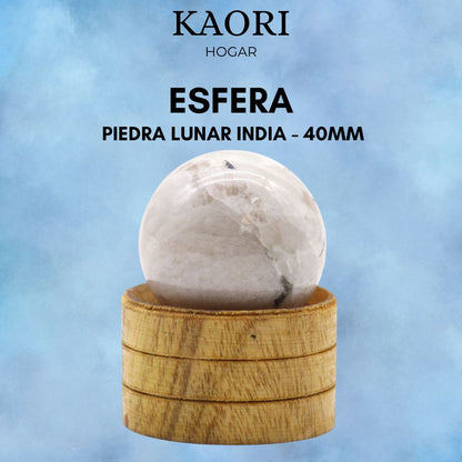 ESFERA CON SOPORTE - PIEDRA LUNAR INDIA - 40MM