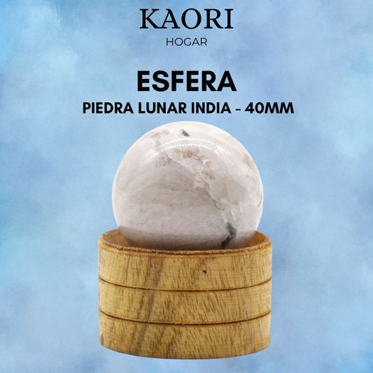 ESFERA CON SOPORTE - PIEDRA LUNAR INDIA - 40MM