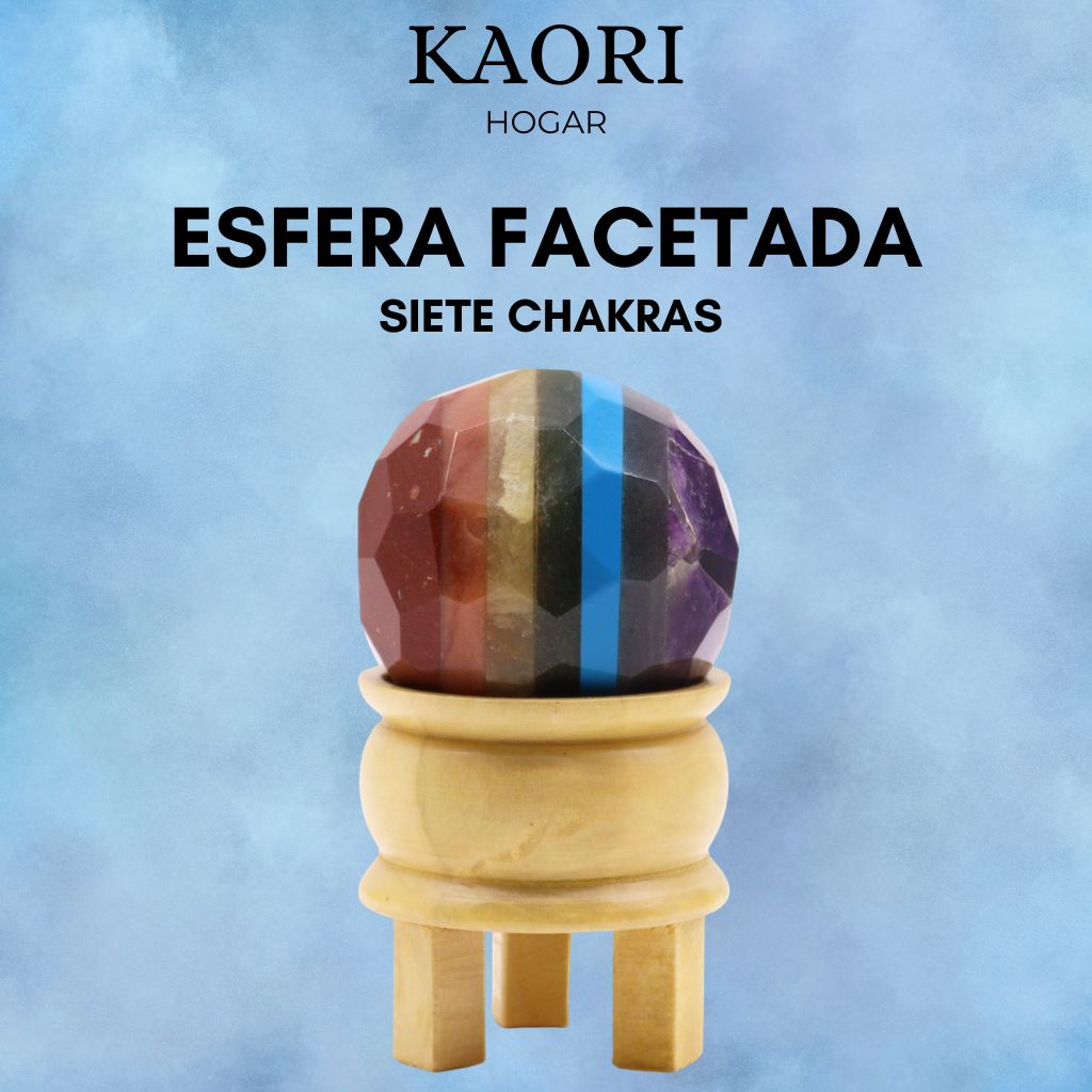 ESFERA FACETADA CON SOPORTE - SIETE CHAKRAS