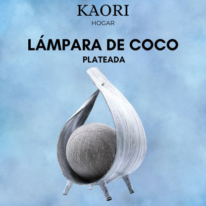 LÁMPARA DE COCO NATURAL - PLATEADA