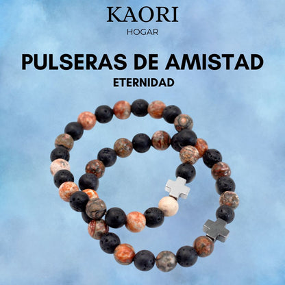 2 PULSERAS DE LA AMISTAD CON PIEDRAS PRECIOSAS - ETERNIDAD