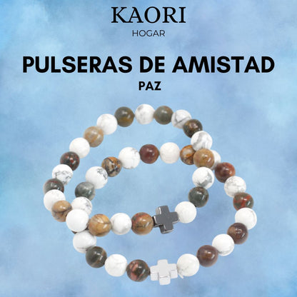 2 PULSERAS DE LA AMISTAD CON PIEDRAS PRECIOSAS - PAZ