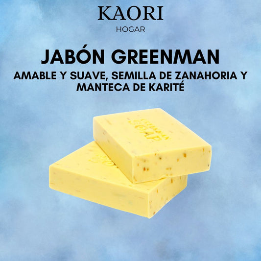 JABÓN GREENMAN 100G - AMABLE Y SUAVE, SEMILLA DE ZANAHORIA Y MANTECA DE KARITÉ