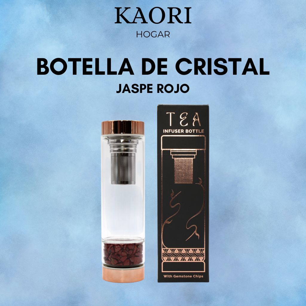 BOTELLA DE CRISTAL PARA TÉ - JASPE ROJO