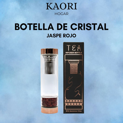 BOTELLA DE CRISTAL PARA TÉ - JASPE ROJO