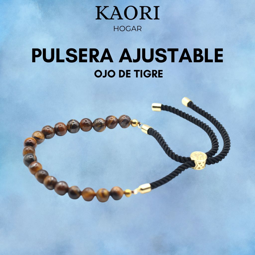 PULSERA AJUSTABLE DE HILO - OJO DE TIGRE
