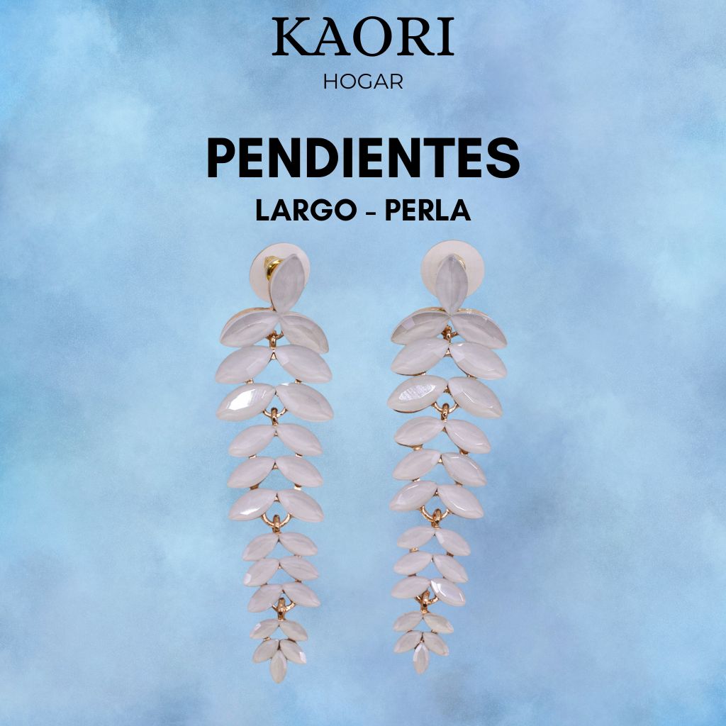 PENDIENTES DE CRISTAL VINTAGE - LARGO - PERLA