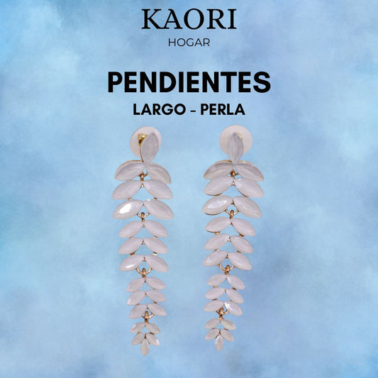 PENDIENTES DE CRISTAL VINTAGE - LARGO - PERLA
