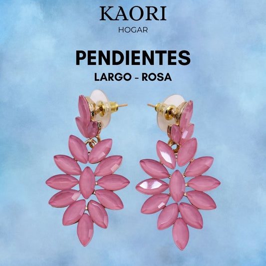 PENDIENTES DE CRISTAL VINTAGE - LARGO - ROSA