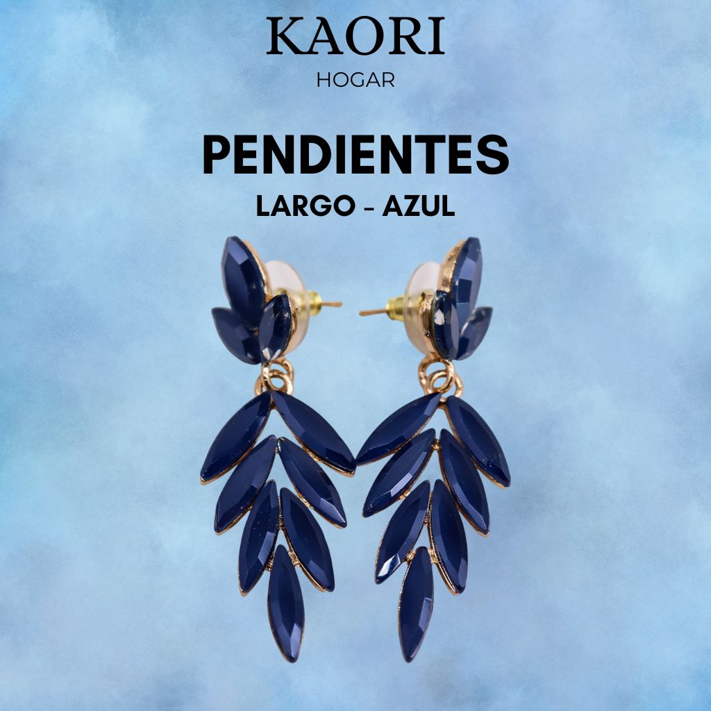 PENDIENTES DE CRISTAL VINTAGE - LARGO - AZUL