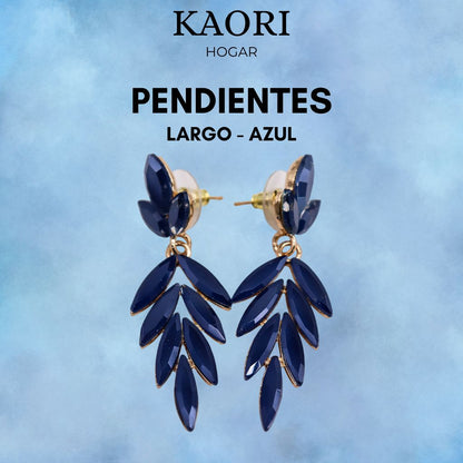 PENDIENTES DE CRISTAL VINTAGE - LARGO - AZUL
