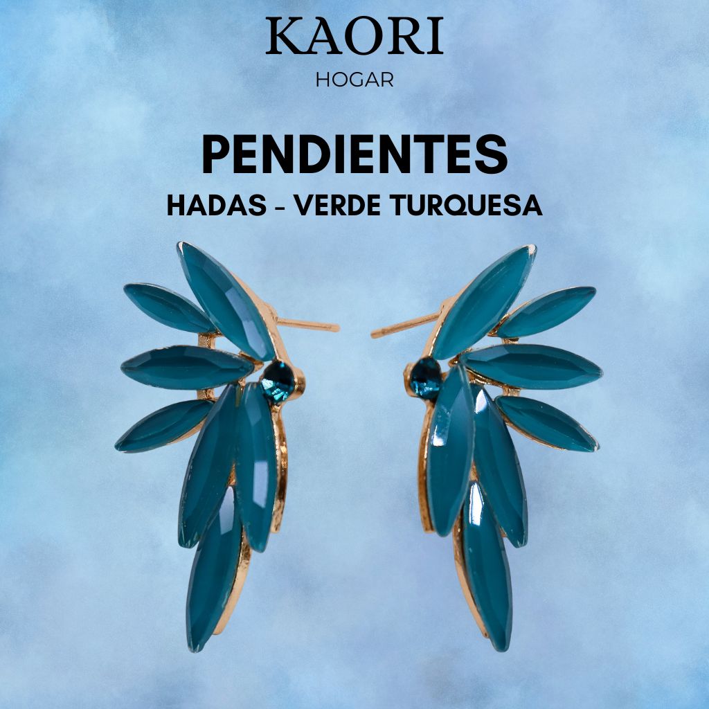 PENDIENTES DE CRISTAL VINTAGE - HADAS - VERDE TURQUESA