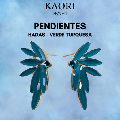 PENDIENTES DE CRISTAL VINTAGE - HADAS - VERDE TURQUESA