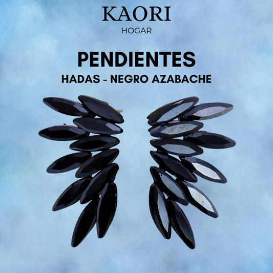 PENDIENTES DE CRISTAL VINTAGE - HADAS - NEGRO AZABACHE