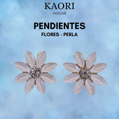 PENDIENTES DE CRISTAL VINTAGE - FLORES - PERLA