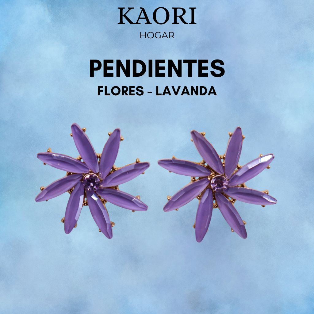 PENDIENTES DE CRISTAL VINTAGE - FLORES - LAVANDA