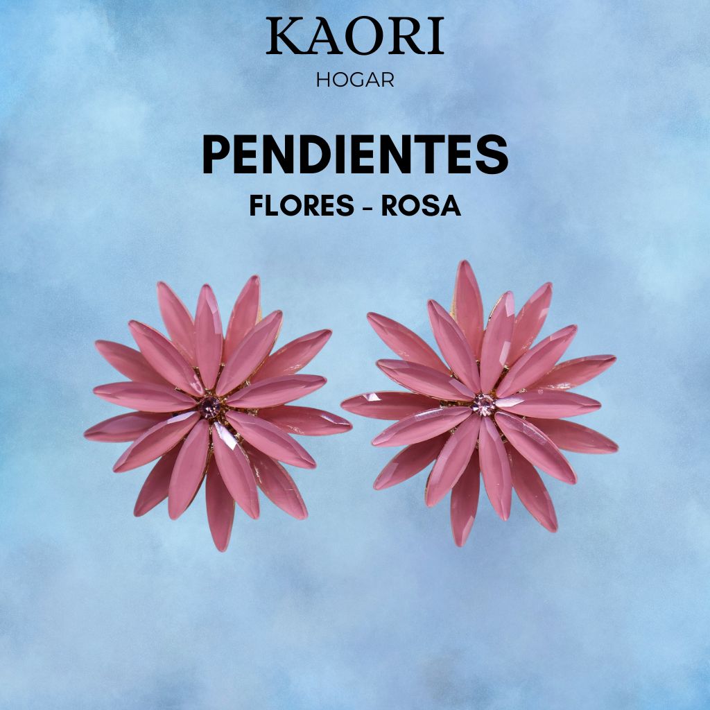 PENDIENTES DE CRISTAL VINTAGE - FLORES - ROSA