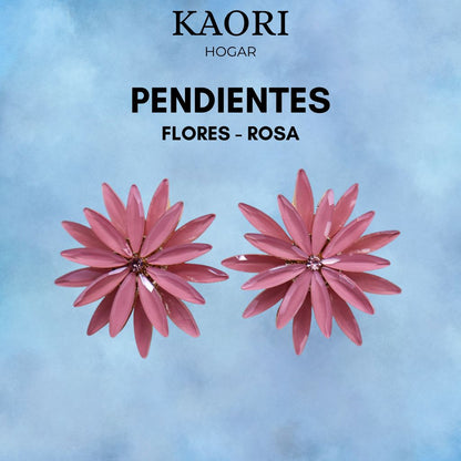 PENDIENTES DE CRISTAL VINTAGE - FLORES - ROSA