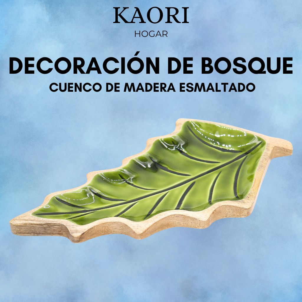 DECORACIÓN DE BOSQUE - CUENCO DE MADERA ESMALTADO