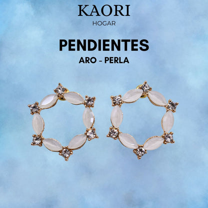 PENDIENTES DE CRISTAL VINTAGE - ARO - PERLA