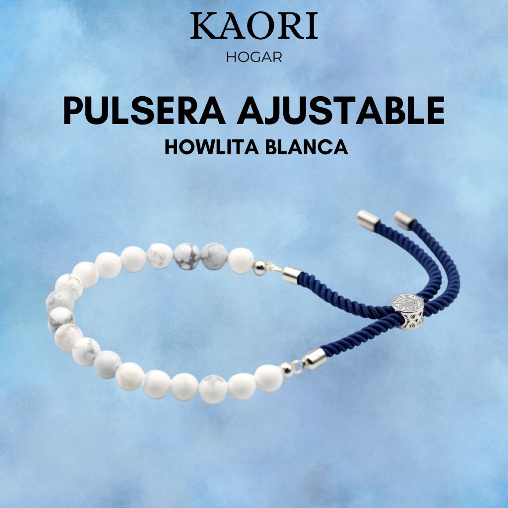PULSERA AJUSTABLE DE HILO - HOWLITA BLANCA