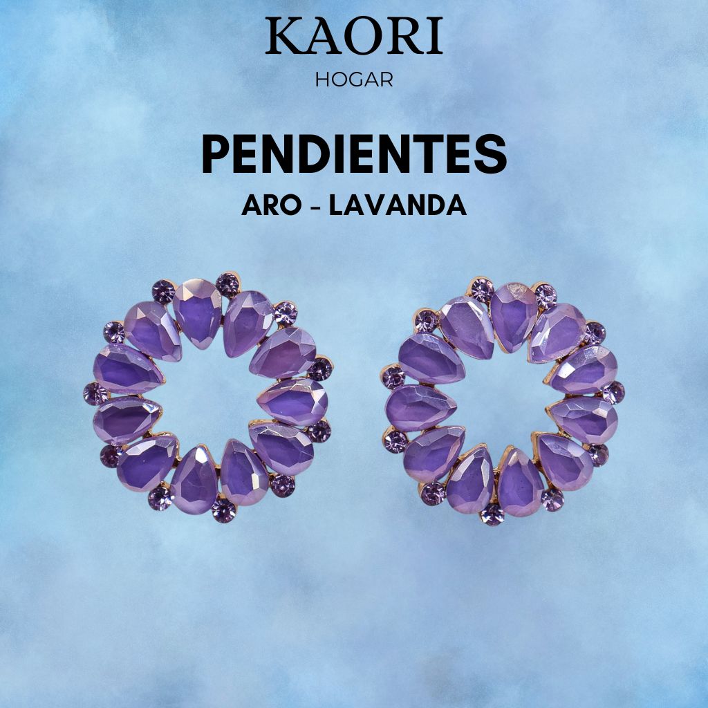 PENDIENTES DE CRISTAL VINTAGE - ARO - LAVANDA