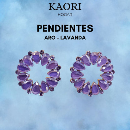 PENDIENTES DE CRISTAL VINTAGE - ARO - LAVANDA