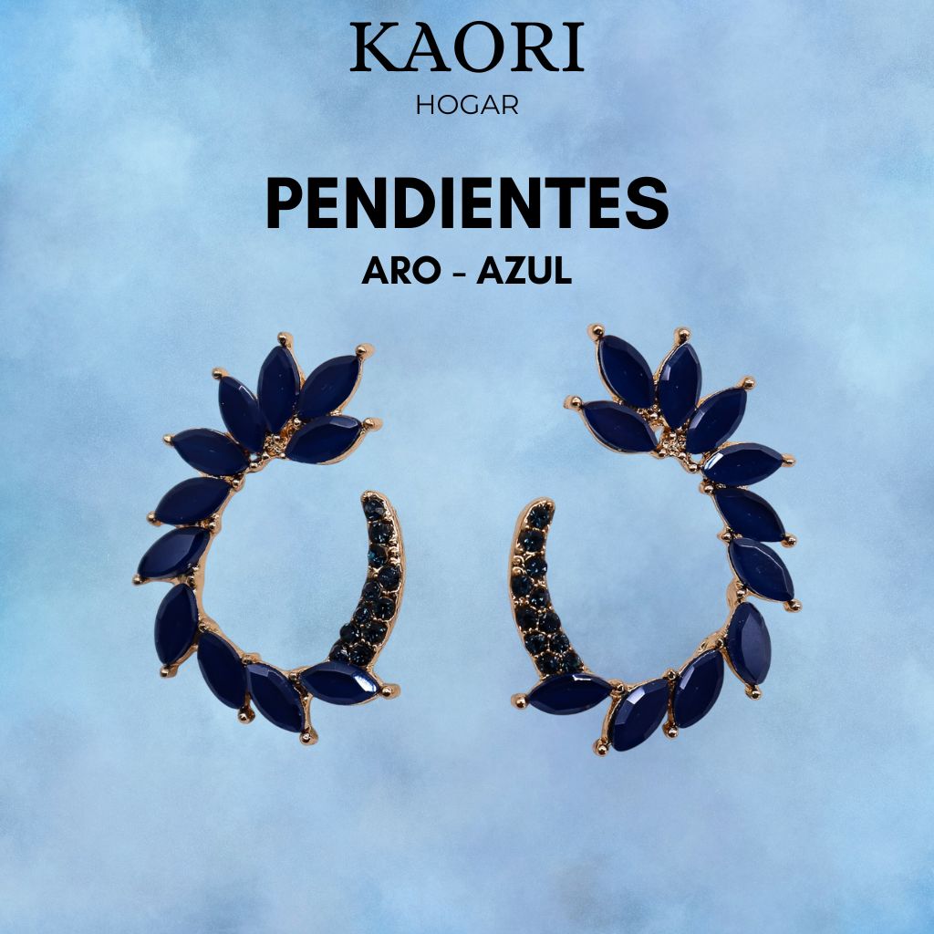 PENDIENTES DE CRISTAL VINTAGE - ARO - AZUL