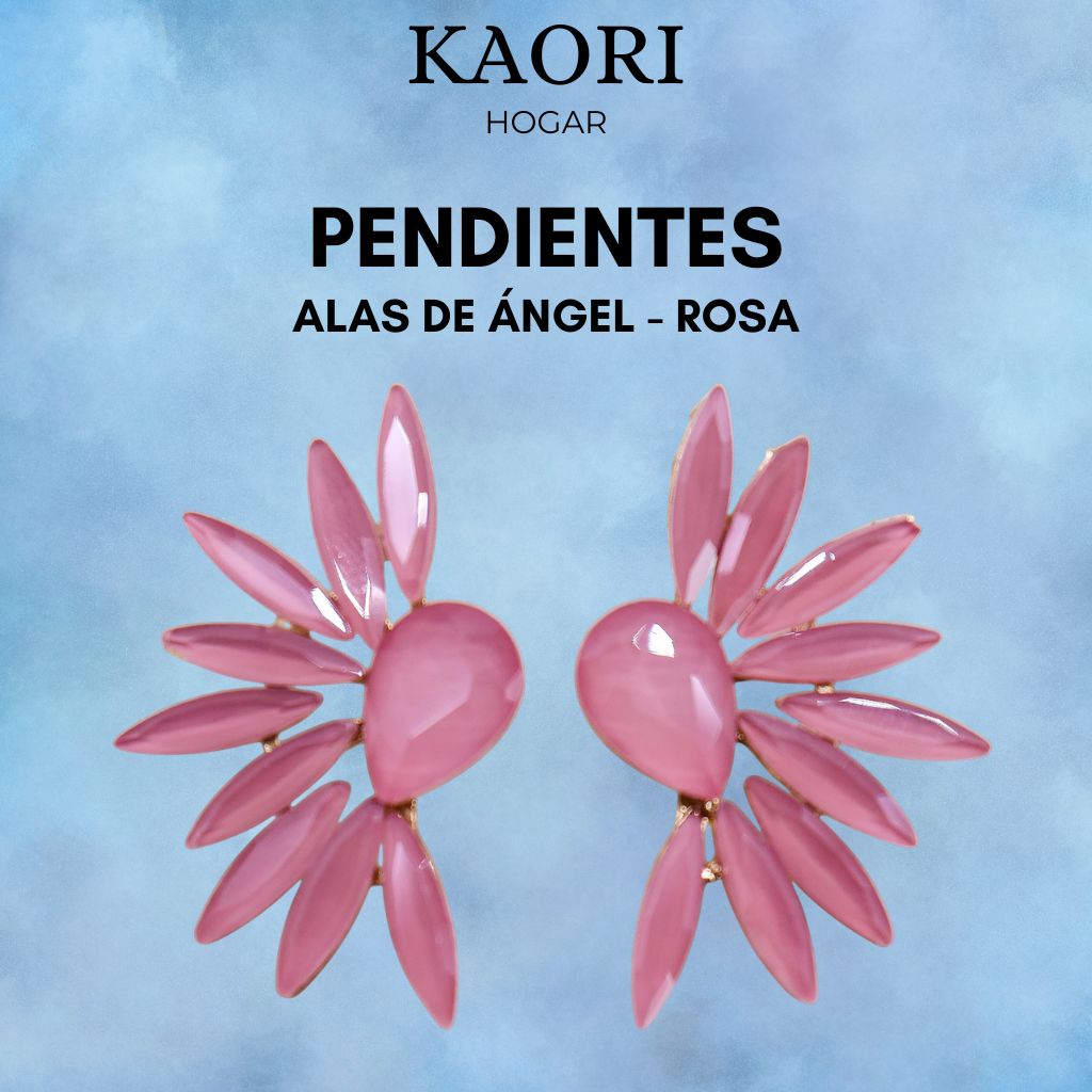 PENDIENTES DE CRISTAL VINTAGE - ALAS DE ÁNGEL - ROSA
