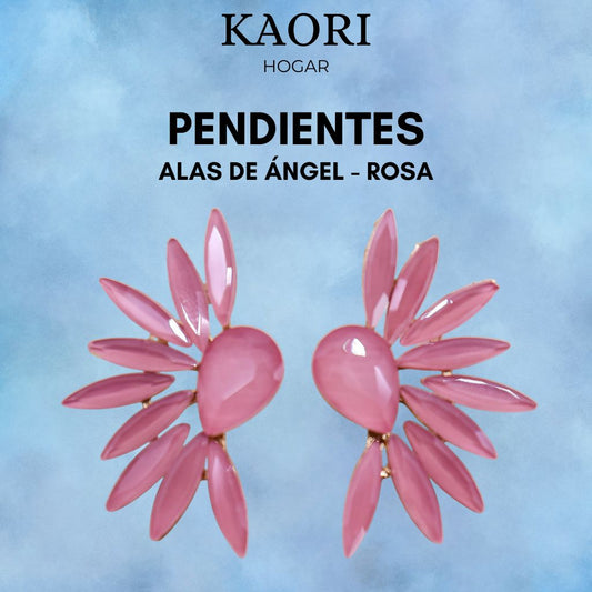 PENDIENTES DE CRISTAL VINTAGE - ALAS DE ÁNGEL - ROSA