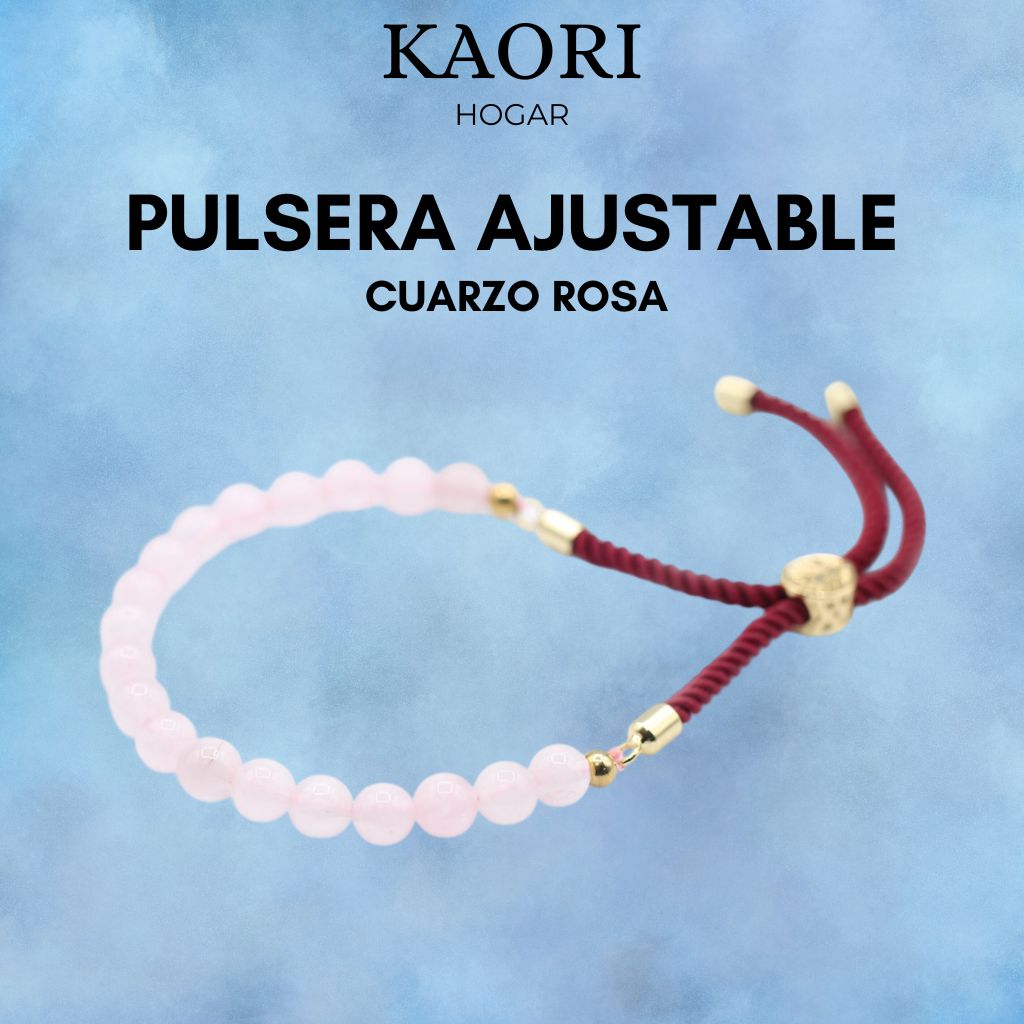 PULSERA AJUSTABLE DE HILO - CUARZO ROSA