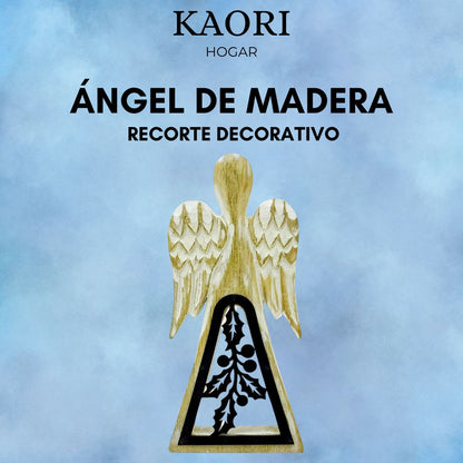 ÁNGEL DE MADERA - RECORTE DECORATIVO 18CM