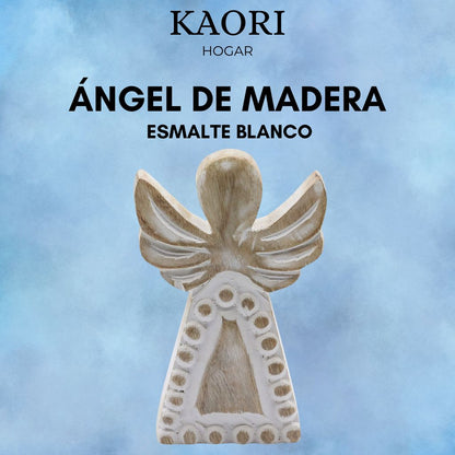 ÁNGEL DE MADERA - ESMALTE BLANCO 13CM