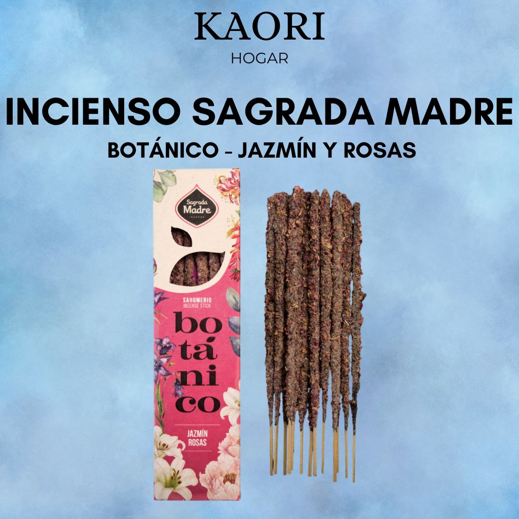 INCIENSO VARILLAS - SAGRADA MADRE BOTÁNICO - JAZMÍN Y ROSAS