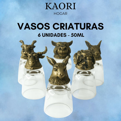 VASOS DE CRIATURAS MÍSTICAS Y SALVAJES DEL BOSQUE - 6 UNIDADES DE 50ML