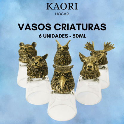 VASOS DE CRIATURAS MÍSTICAS Y SALVAJES DEL BOSQUE - 6 UNIDADES DE 50ML