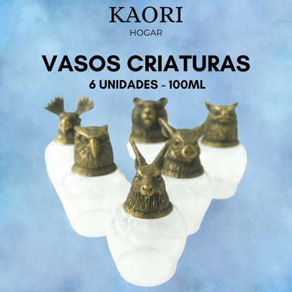 VASOS DE CRIATURAS MÍSTICAS Y SALVAJES DEL BOSQUE - 6 UNIDADES DE 100ML