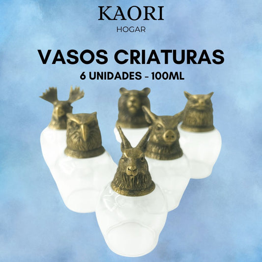 VASOS DE CRIATURAS MÍSTICAS Y SALVAJES DEL BOSQUE - 6 UNIDADES DE 100ML