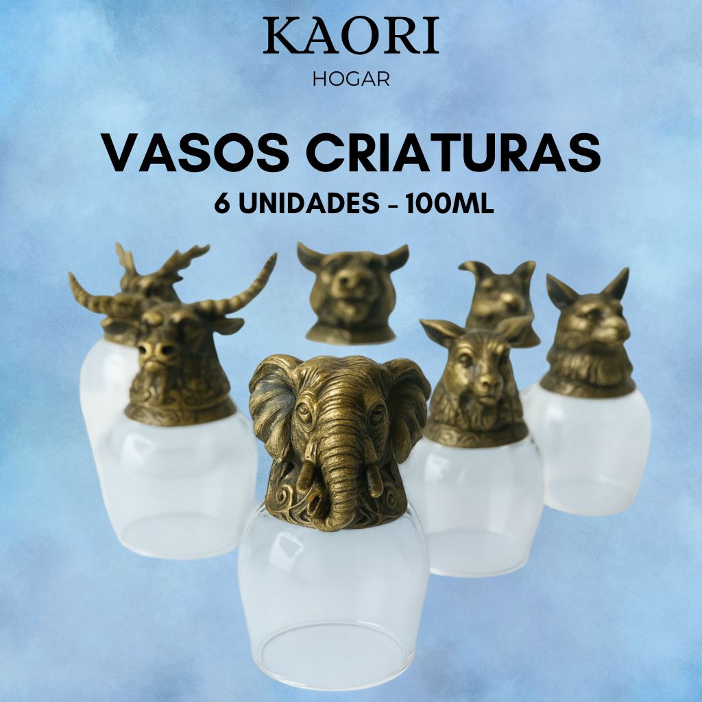 VASOS DE CRIATURAS MÍSTICAS Y SALVAJES DEL BOSQUE - 6 UNIDADES DE 100ML