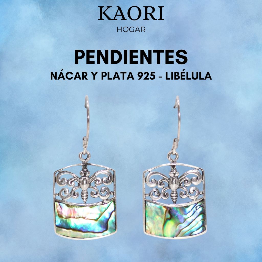PENDIENTES DE NÁCAR Y PLATA 925 - LIBÉLULA