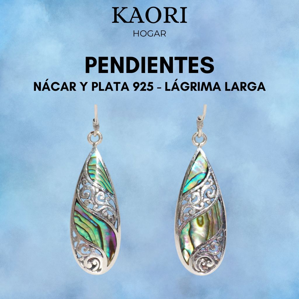 PENDIENTES DE NÁCAR Y PLATA 925 - LÁGRIMA LARGA