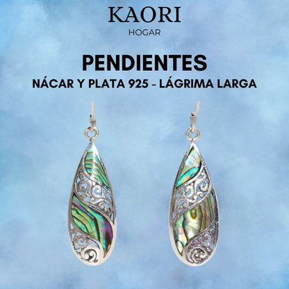 PENDIENTES DE NÁCAR Y PLATA 925 - LÁGRIMA LARGA