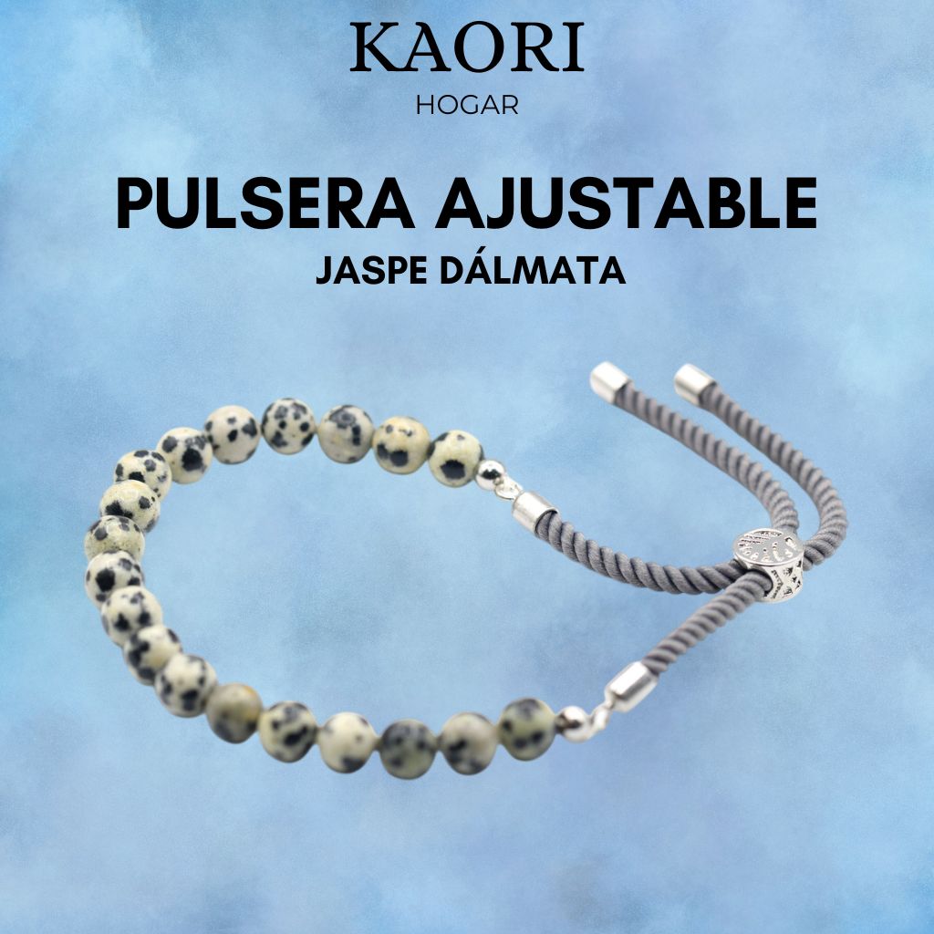 PULSERA AJUSTABLE DE HILO - JASPE DÁLMATA