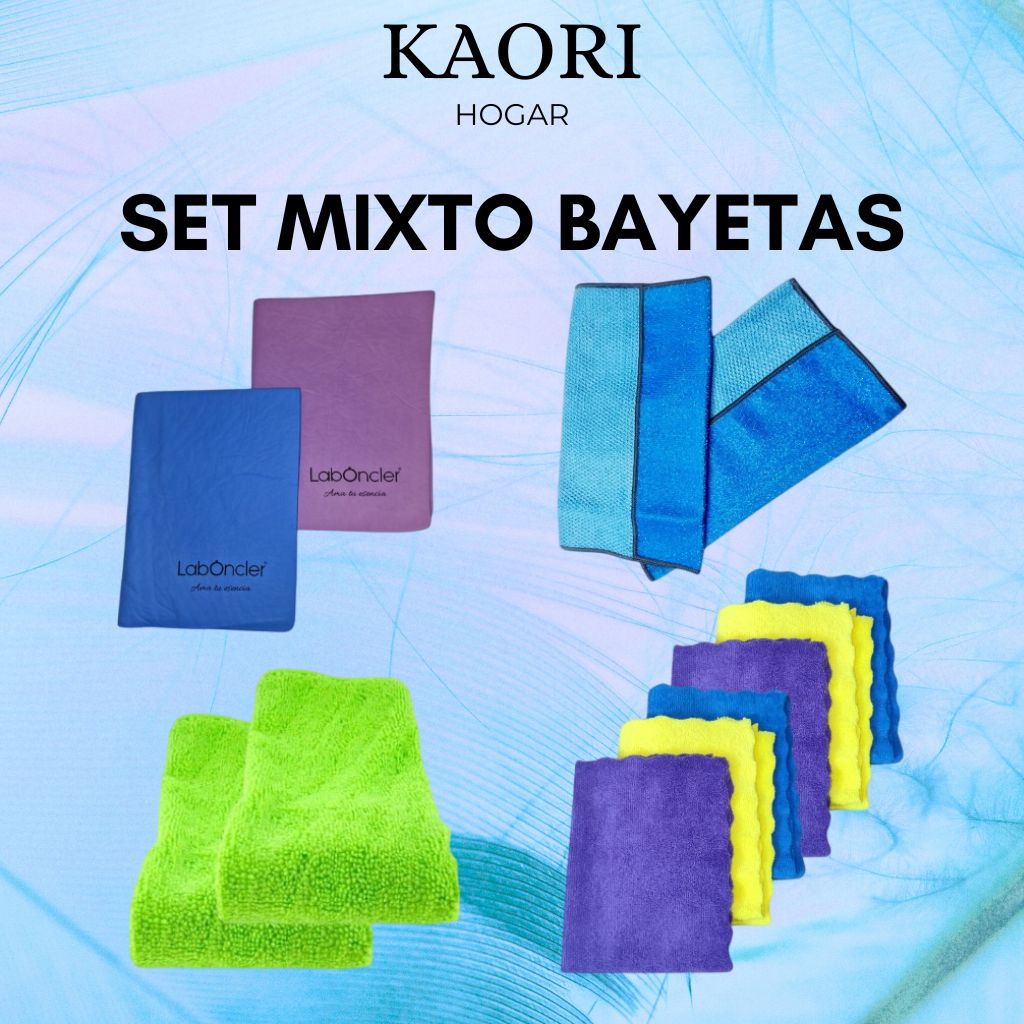 SET MIXTO DE BAYETAS: 2 PVA SPLASS + 2 DOBLE CARA + 6 MICROFIBRA + 2 GAMUZA COCINA