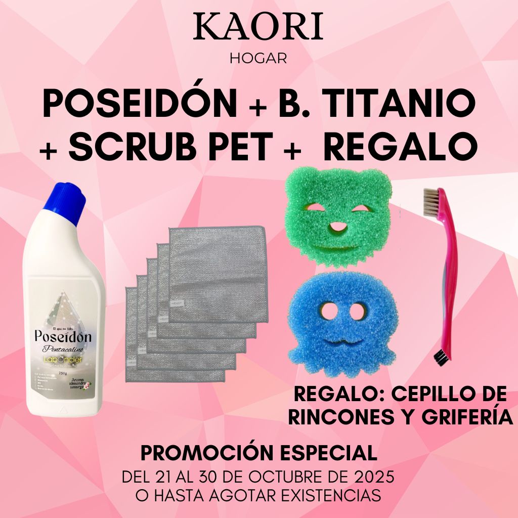 PACK LIMPIEZA POTENTE (Poseidón + bayeta titanio + scrub pet + regalo)