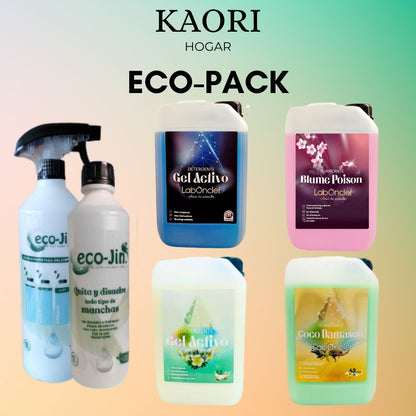 ECO-PACK: DETERGENTE + SUAVIZANTE + ECO-JIN 1L + DIFUSOR