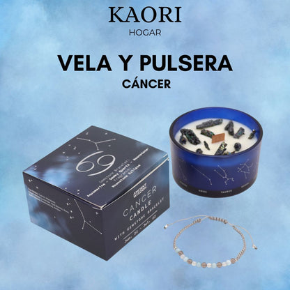 VELA DEL ZODIACO Y PULSERA - CÁNCER
